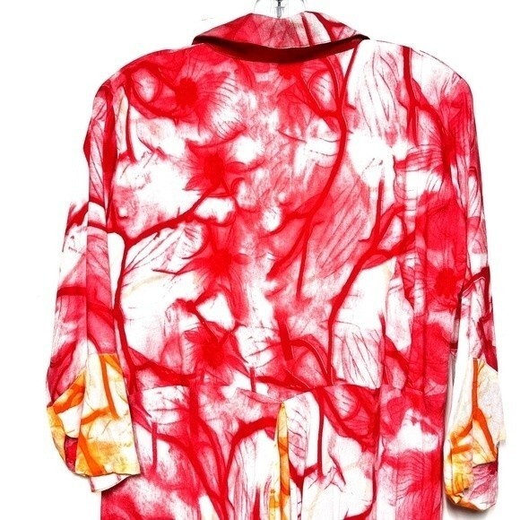 Tie Dye Water Color Embroidered Waist Maxi Dress in Red, Orange and White L - Picture 6 of 12